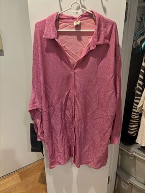 Princess Polly Pink Glitter Button-Up Dress
